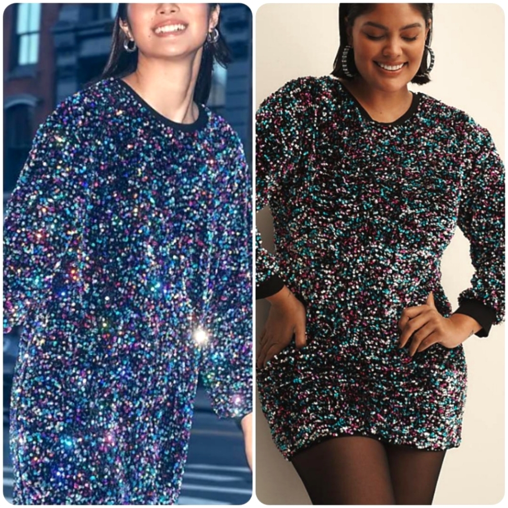 NEW Anthropologie Long-Sleeved & Lined Sequin Tunic Dress - Picture 3 of 9